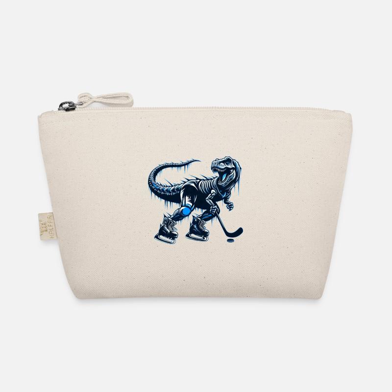 Dino T-Rex Eishockey Spieler Hockey - Bio-Täschchen - Natur