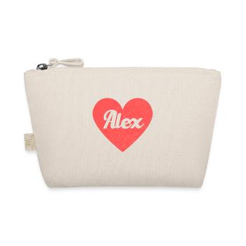 Alex Name Rotes Herz Liebe Fan Retro - Bio-Täschchen - Natur - Vorne