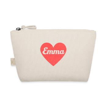 Emma Name Red Heart Love Fan Retro - Organic Pouch - nature - Front