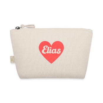 Elias Name Rotes Herz Liebe Fan Retro - Bio-Täschchen - Natur - Vorne