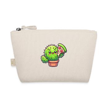 Cute Cactus with Pizza Cartoon - Organic Pouch - nature - Front