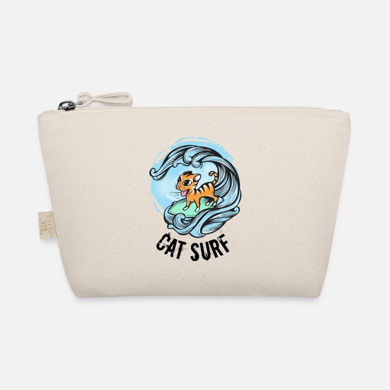 Cat Surf Word Game Cat Surfboard Wave Organic Pouch