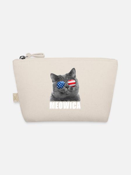 Cat 4th of July USA American Flag - Bio-Täschchen - Natur - Vorne