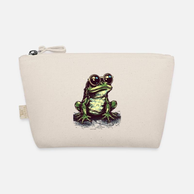 Cool green frog with sunglasses Organic Pouch