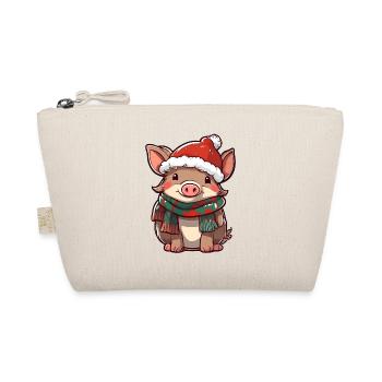 Cute piggy in a festive winter look! - Organic Pouch - nature - Front