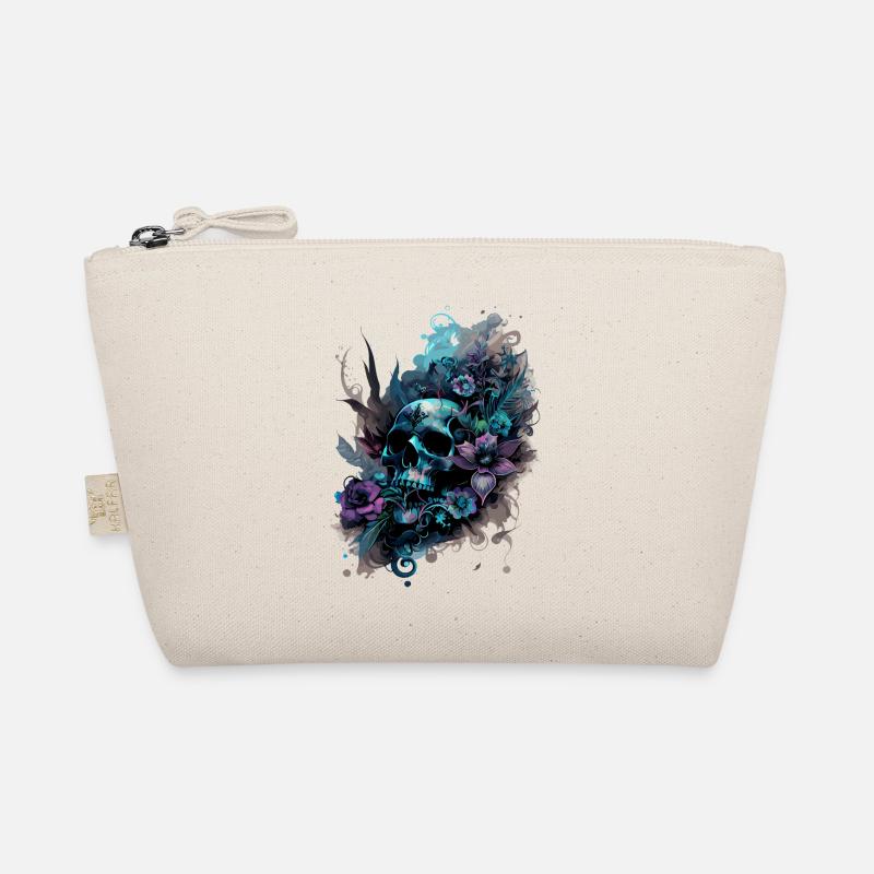 Human Skull & Flowers 39 Organic Pouch
