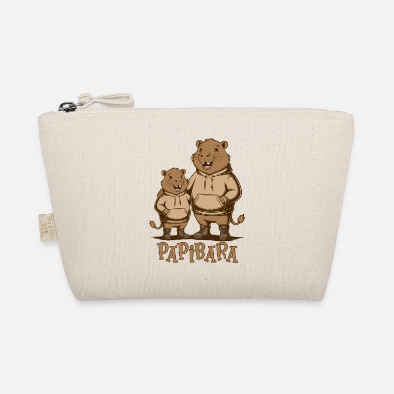 Papibara Papi Capybara Vater Lustig Papa Vatertag - Bio-Täschchen - Natur