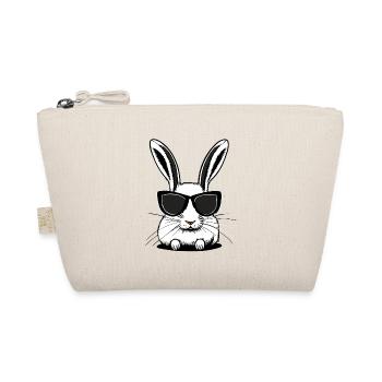 Weißer Hase mit Sonnenbrille - Bio-Täschchen - Natur - Vorne