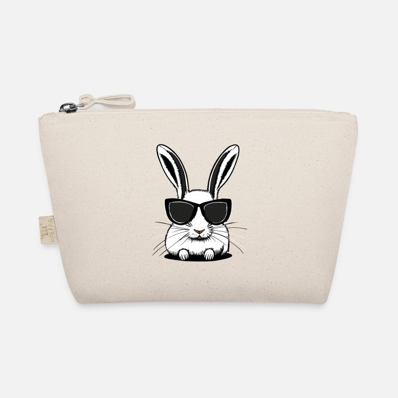 White rabbit with sunglasses Organic Pouch