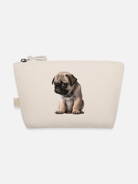 Shy Pug Puppy - Organic Pouch - nature - Front