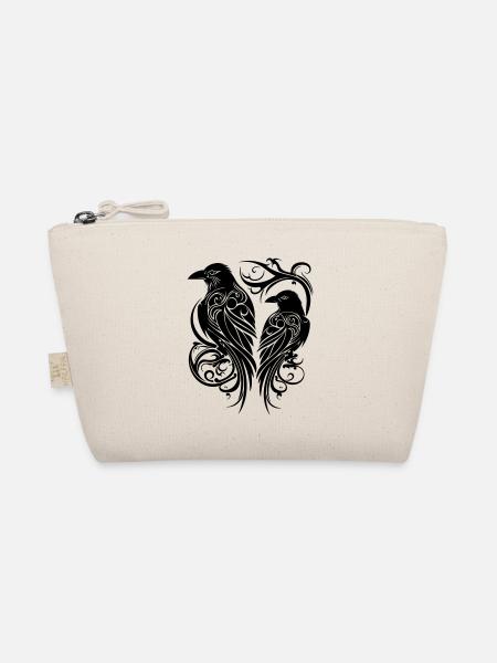 Odins Raben Hugin und Munin Tribal Tattoo Wikinger - Bio-Täschchen - Natur - Vorne