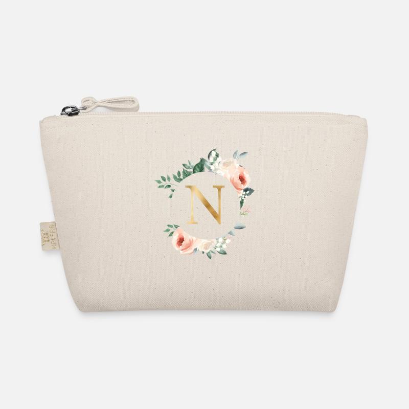 N Monogram Green, Pastel, Wreath Organic Pouch