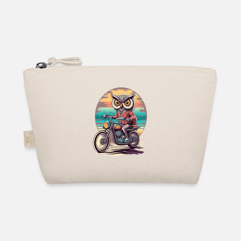 Retro Style Sunset Motorcycle Ride with a Wise Owl Organic Pouch