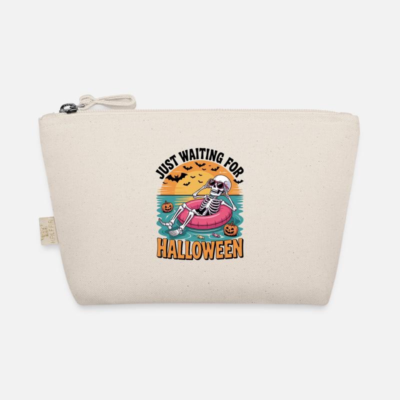 Waiting for Halloween Summer Skeleton in Pool Organic Pouch