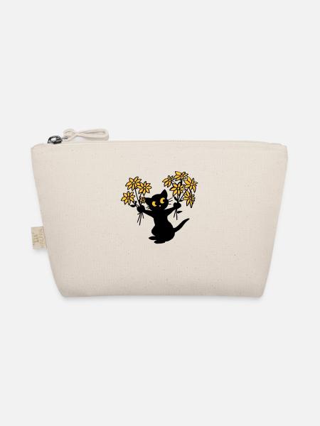 Die Katze mit Blumen - Bio-Täschchen - Natur - Vorne