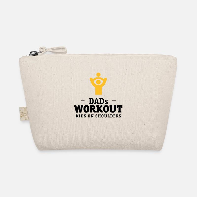 Papas workout mit Kind auf Schultern Geschenk - Bio-Täschchen - Natur