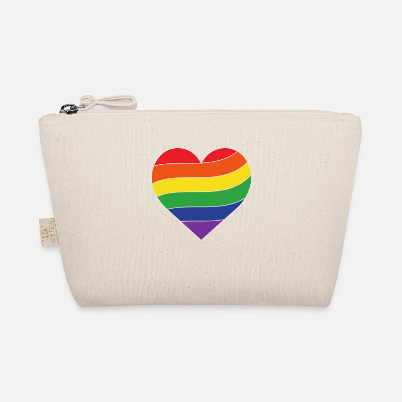 Regenbogen Herz | Pride - Bio-Täschchen - Natur