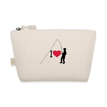 I love fishing heart love angler sport silhouette c - Organic Pouch - nature - Front