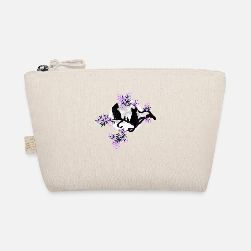 Cats under the full moon in the blossoming cherry tree Organic Pouch