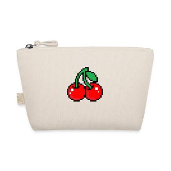 Kirsche in Pixel Art Süßes Früchtchen - Bio-Täschchen - Natur - Vorne