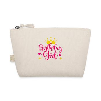 Fille d’anniversaire avec couronne et cœur Joyeux anniversaire - Trousse biologique - nature - Devant