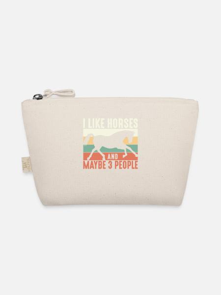 I Like Horses And Maybe 3 People Horses Horse Ride - Bio-Täschchen - Natur - Vorne