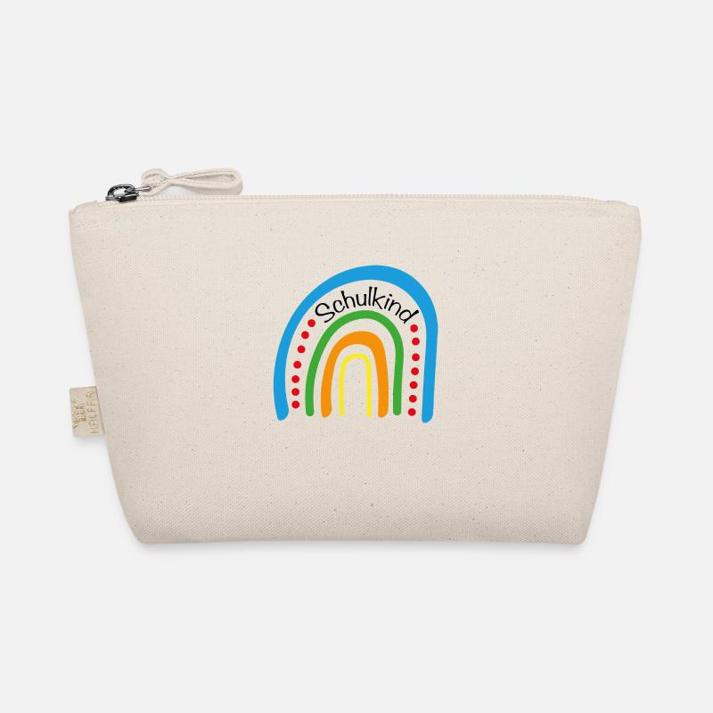 Schulkind Regenbogen blau - Bio-Täschchen - Natur