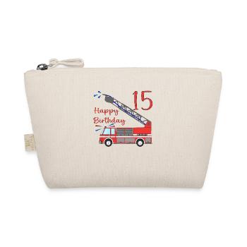 Camion de pompiers Joyeux anniversaire 15 - Trousse biologique - nature - Devant