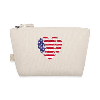 4th Of July American Flag Baseball Heart USA - Organic Pouch - nature - Front