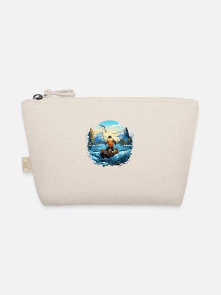 Fishing, Angler, Boat, Water, Fish, Nature, Mountains - Organic Pouch - nature - Front