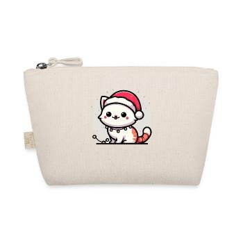 Mignon chat de Noël père Noël chapeau lumières de Noël - Trousse biologique - nature - Devant