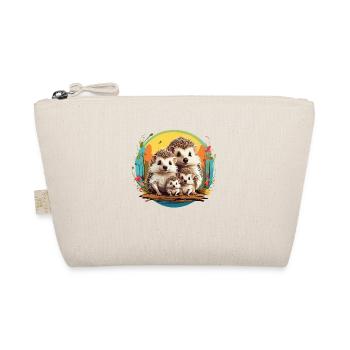 Adorable Little Hedgehog Family Family Ribbon - Organic Pouch - nature - Front