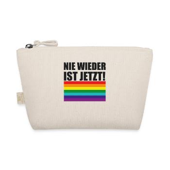Nie Wieder Ist Jetzt Spruch Schriftzug - Bio-Täschchen - Natur - Vorne