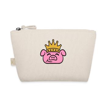Pig King Head Queen Crown Prince Princess - Organic Pouch - nature - Front
