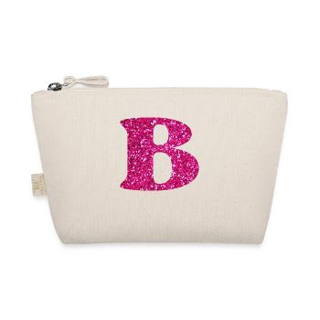 Buchstabe b rosa Glitzer - Bio-Täschchen - Natur - Vorne
