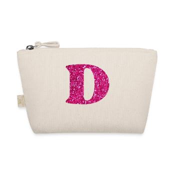 Glitzer rosa Buchstabe d - Bio-Täschchen - Natur - Vorne
