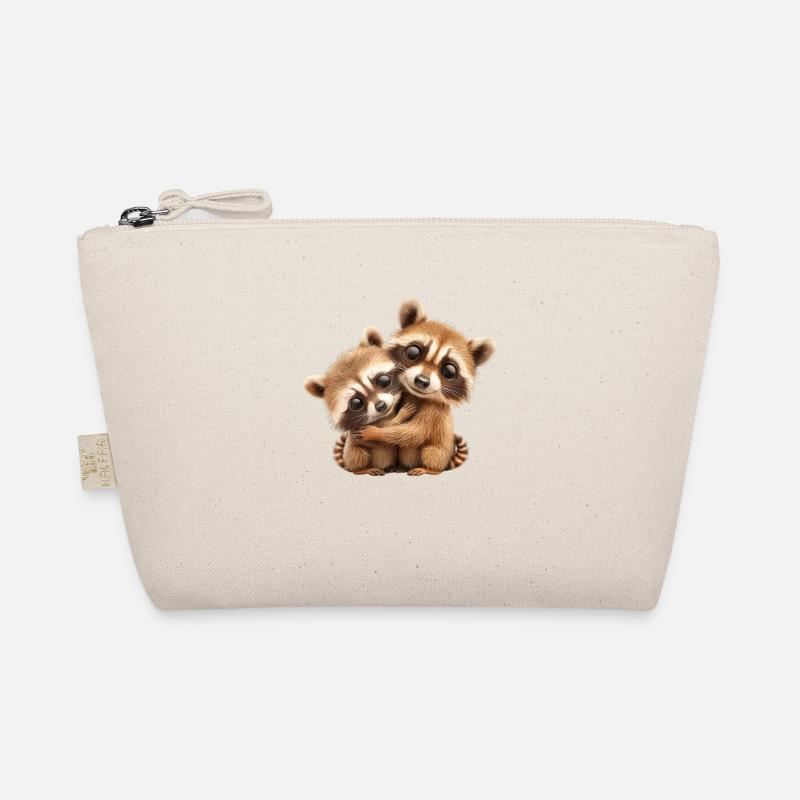 Two Cute Raccoons Hugging Organic Pouch