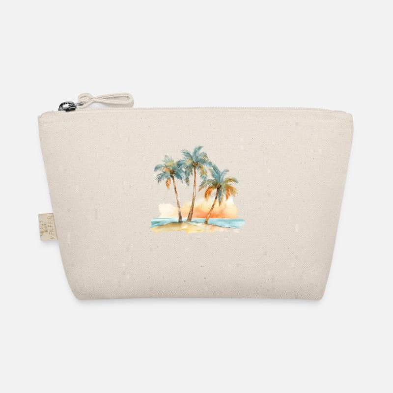 BEACH WITH THREE PALM TREES - Organic Pouch - nature