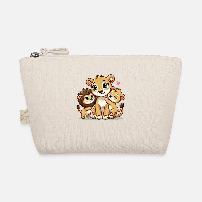 Mère lion aimante avec deux enfants mignons Trousse biologique