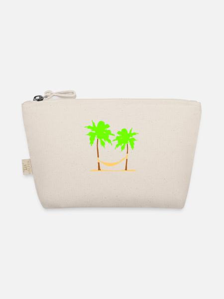 Hammock Under 2 Palm Trees Recreation Beach Sleeping - Organic Pouch - nature - Front