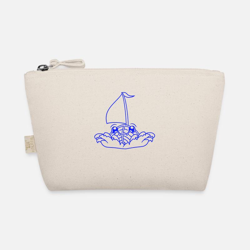 Cute Funny Boat Waves Sailing Face Smiling Organic Pouch