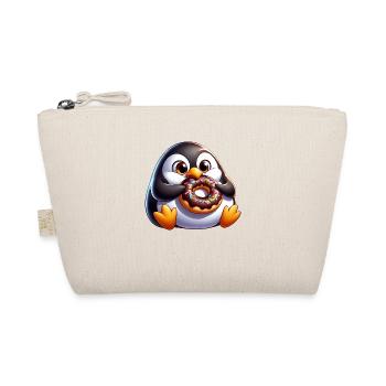 Süßer pummeliger Pinguin mit Donut Cartoon - Bio-Täschchen - Natur - Vorne