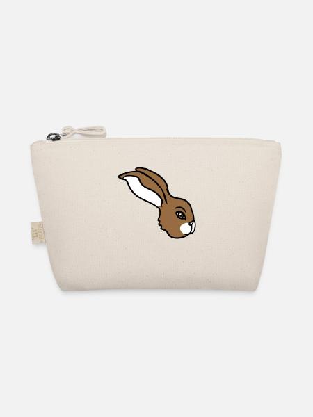 Bunny face peeking sideways profile side view - Organic Pouch - nature - Front