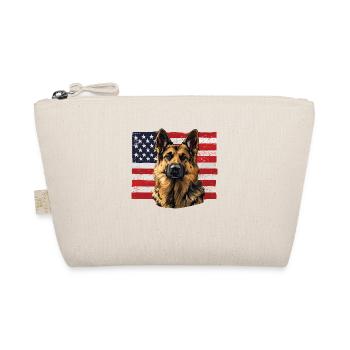 German Shepherd with USA Flag - Organic Pouch - nature - Front