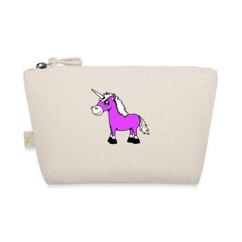 Unicorn Smiles Pretty Friendly Cartoon Horse - Organic Pouch - nature - Front