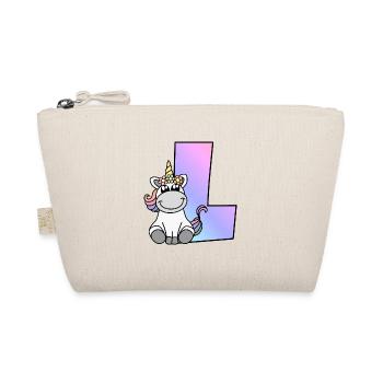 Einhorn Buchstabe L - Bio-Täschchen - Natur - Vorne