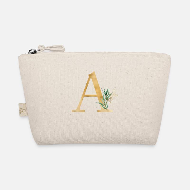 Personalisierbar Monogramm A Botanik - Bio-Täschchen - Natur