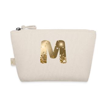 Customizable Monogram M Gold Glitter - Organic Pouch - nature - Front