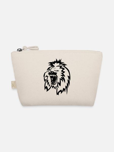 Angry Lion / Böser Löwe / Löwenkopf / Löwentribal - Bio-Täschchen - Natur - Vorne