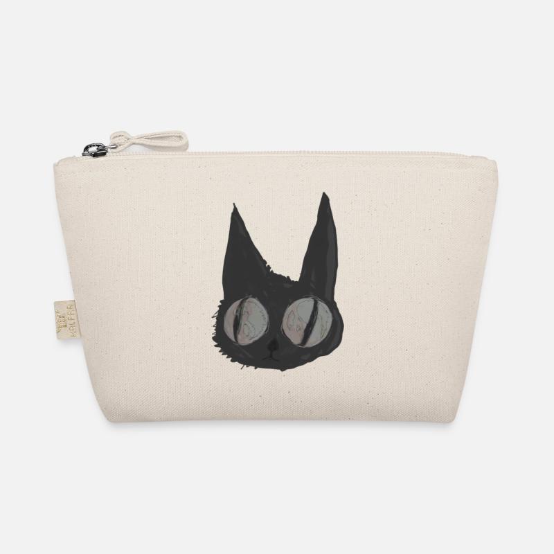 Psycho Cat, schwarze Katze, Illustration Bio-Täschchen